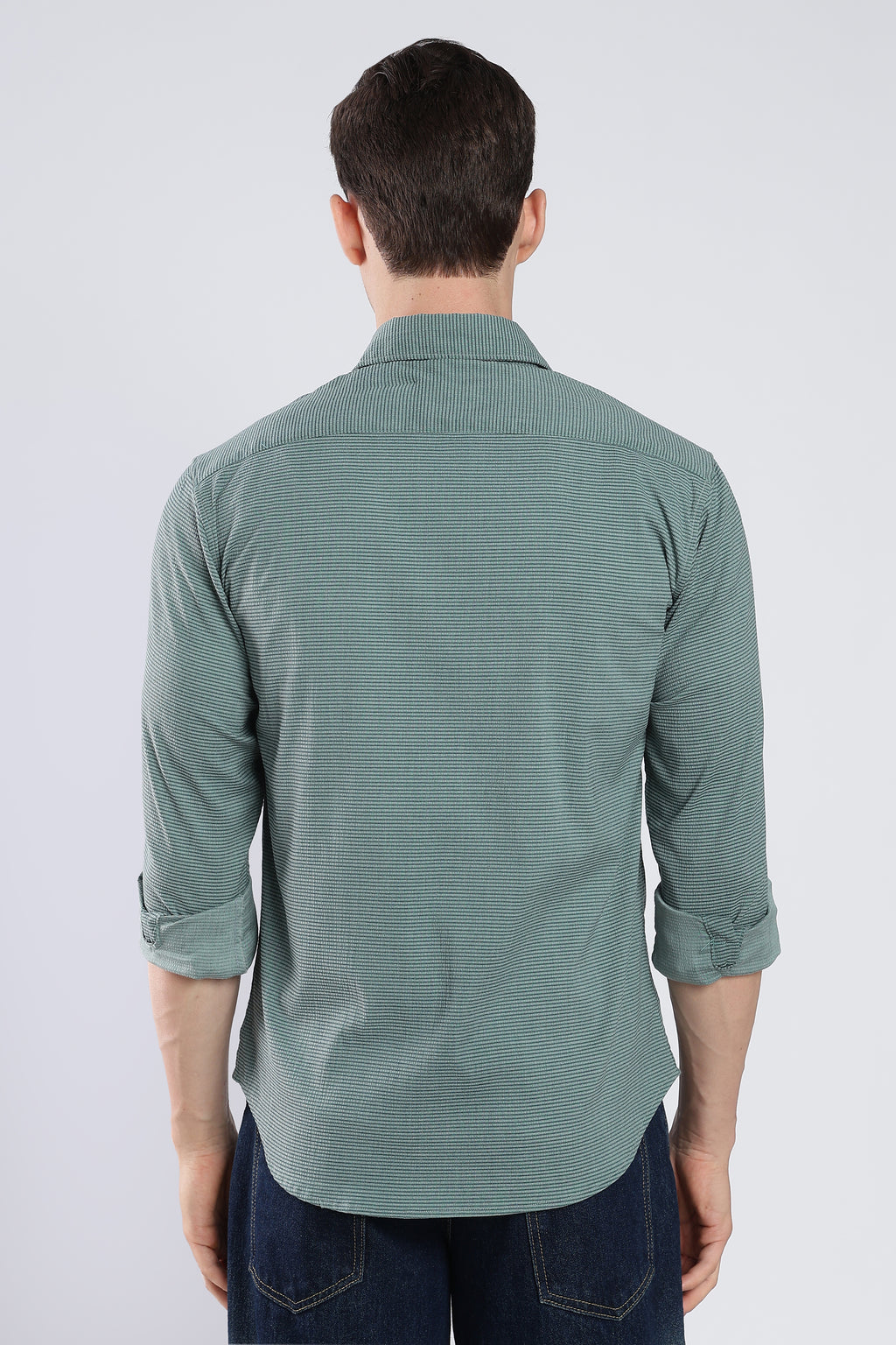 Green Sage Seer Sucker Shirt