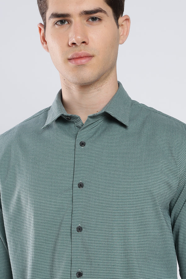 Green Sage Seer Sucker Shirt