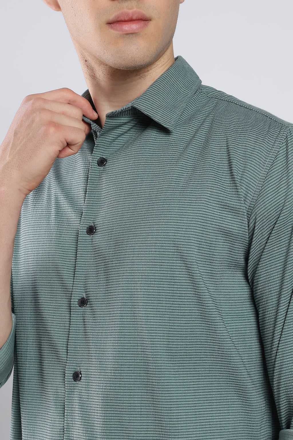 Green Sage Seer Sucker Shirt