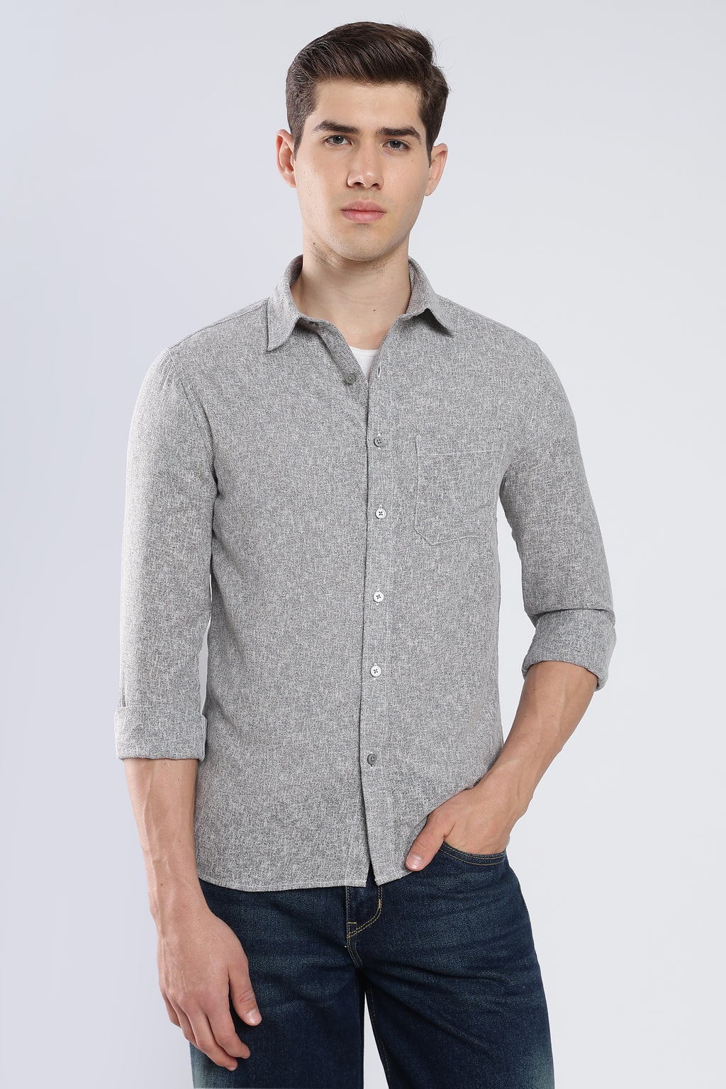 Grey Galaxy Imported Linen Shirt