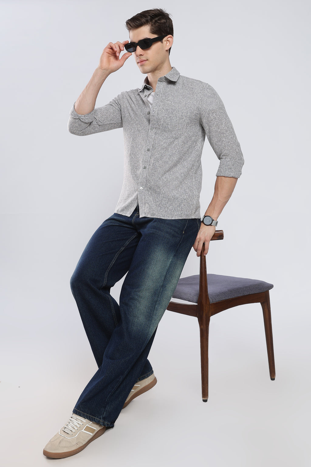 Grey Galaxy Imported Linen Shirt