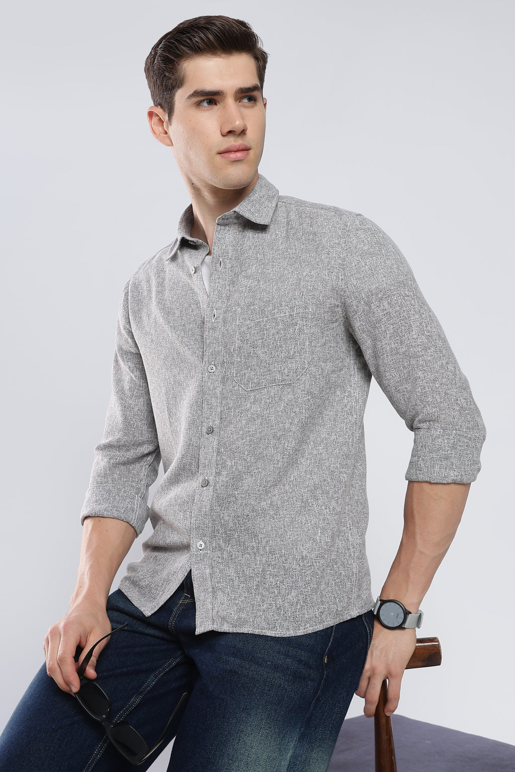 Grey Galaxy Imported Linen Shirt