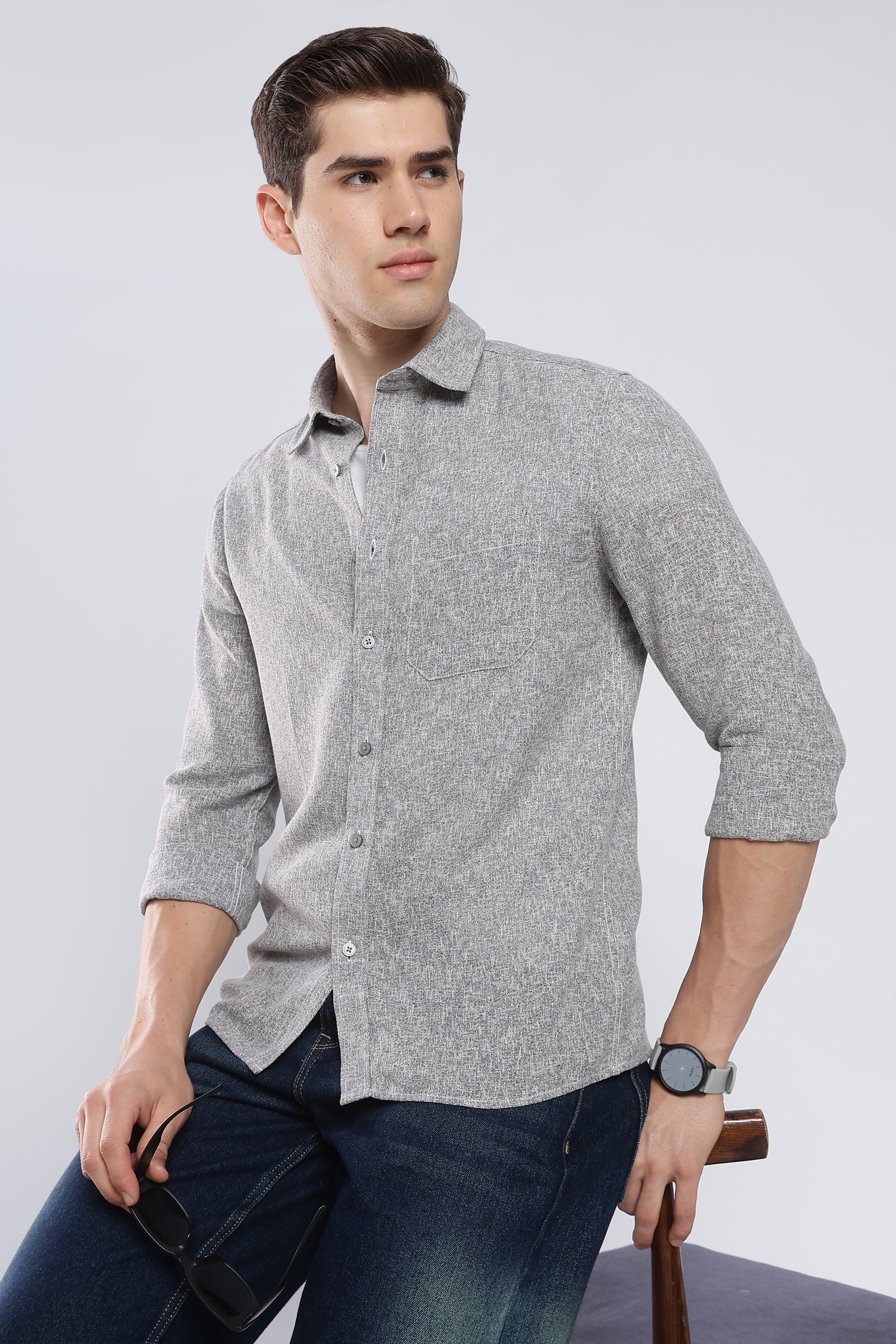 Grey Galaxy Imported Linen Shirt