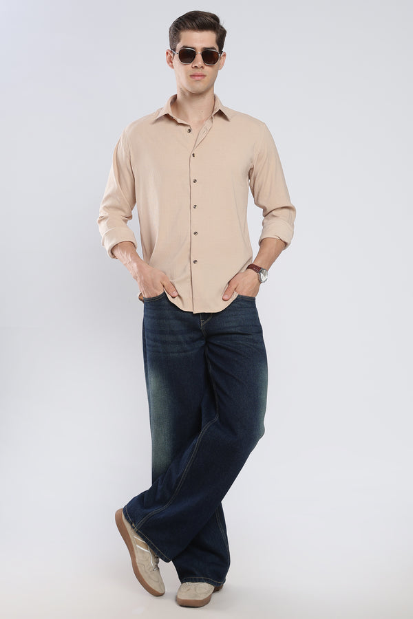 Beige Seer Sucker Shirt