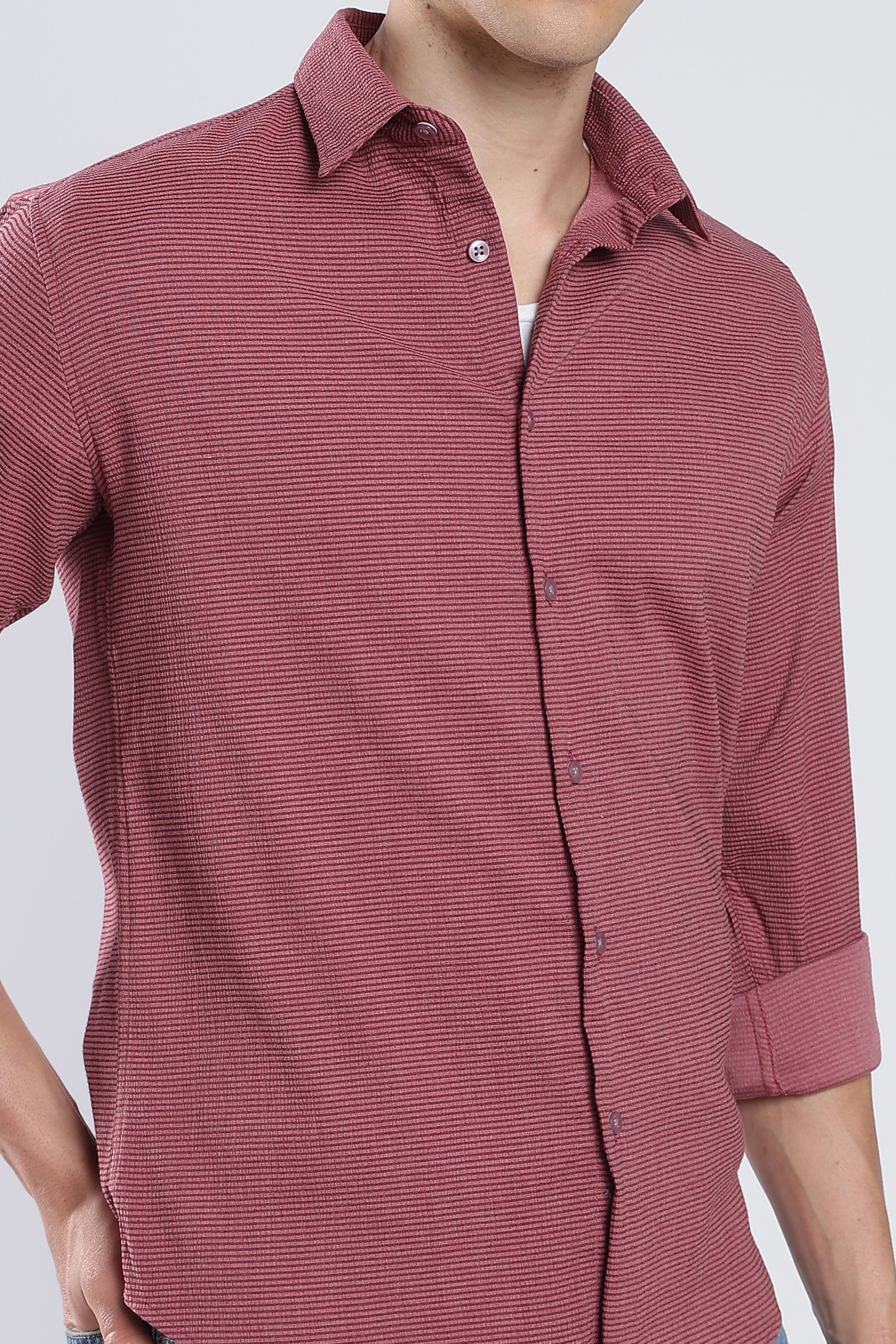 Maroon Wine Seer Sucker Shirt