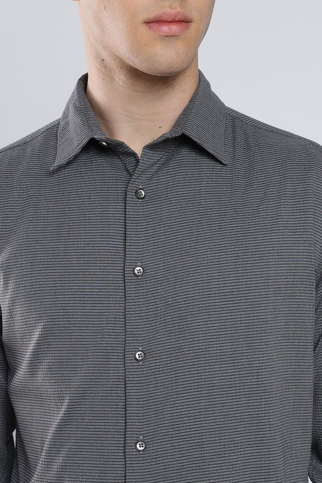 Charcoal Gray Seer Sucker Shirt