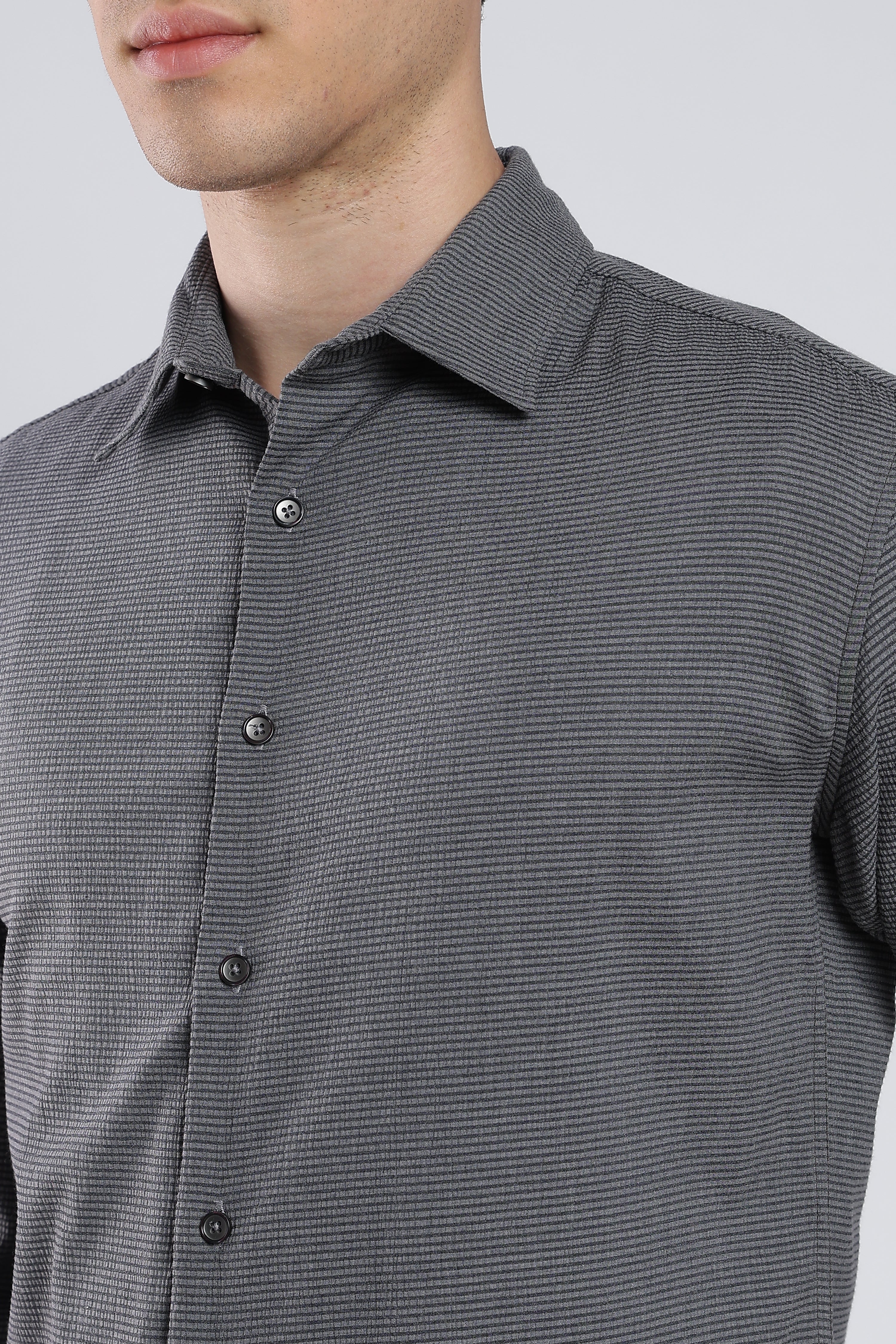 Charcoal Gray Seer Sucker Shirt