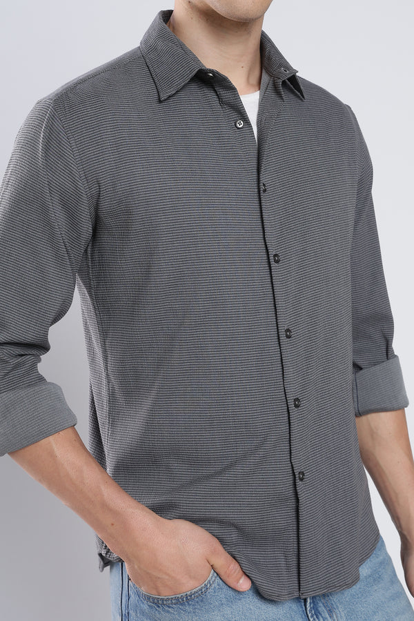 Charcoal Gray Seer Sucker Shirt