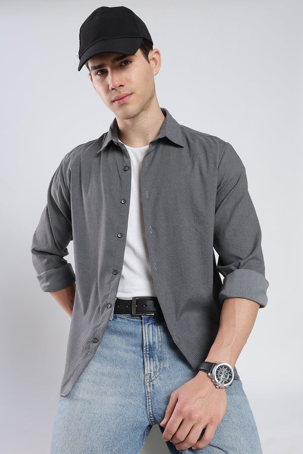 Charcoal Gray Seer Sucker Shirt