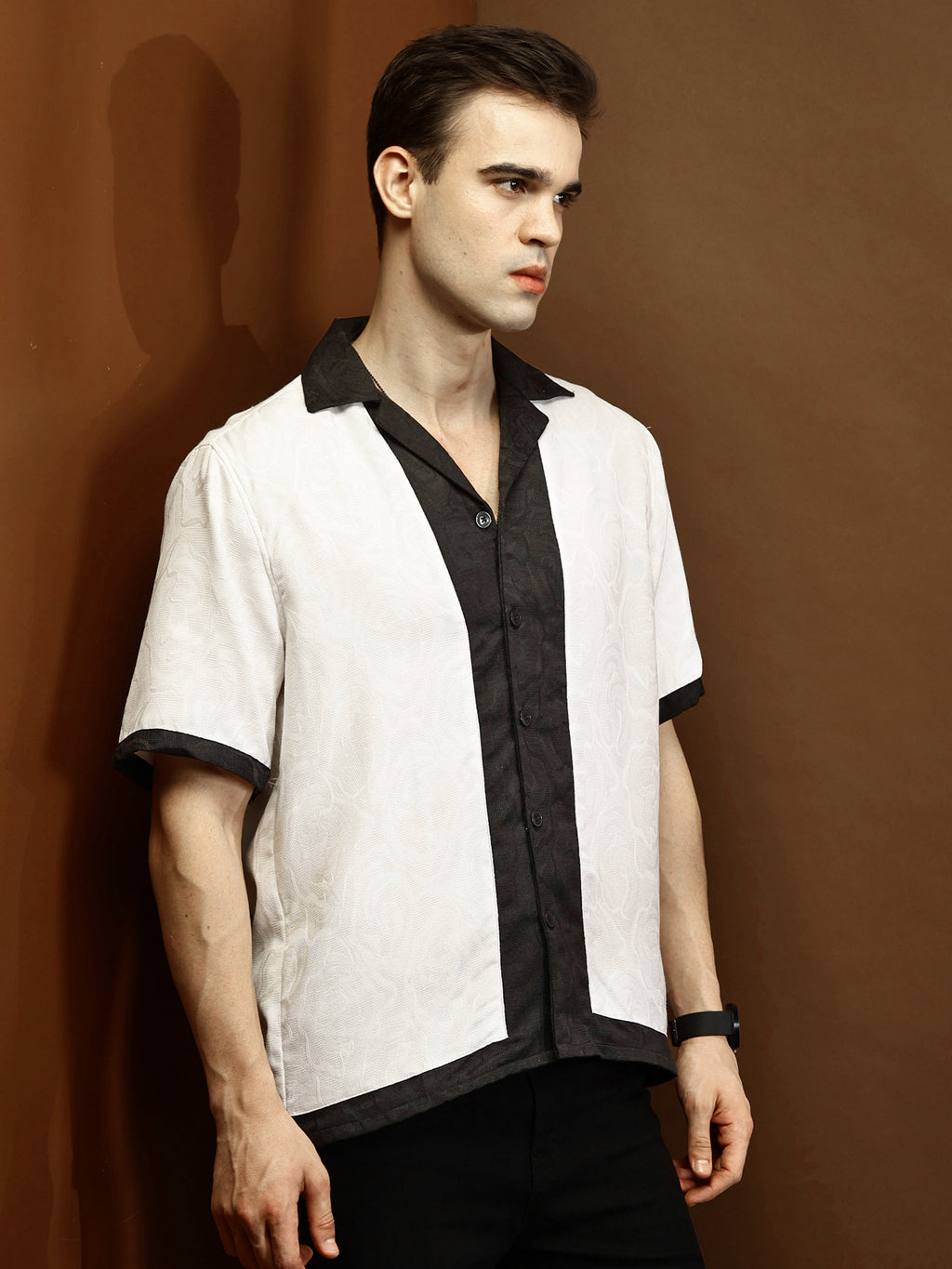 White Self Texture Relaxed Boxy Shirt