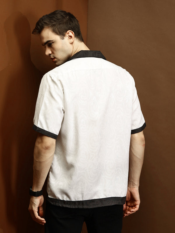 White Self Texture Relaxed Boxy Shirt