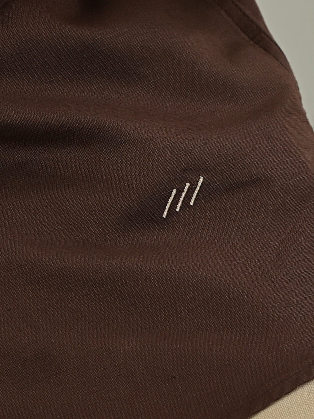 Brown Leaf Linen Blend Embroidery Shirt