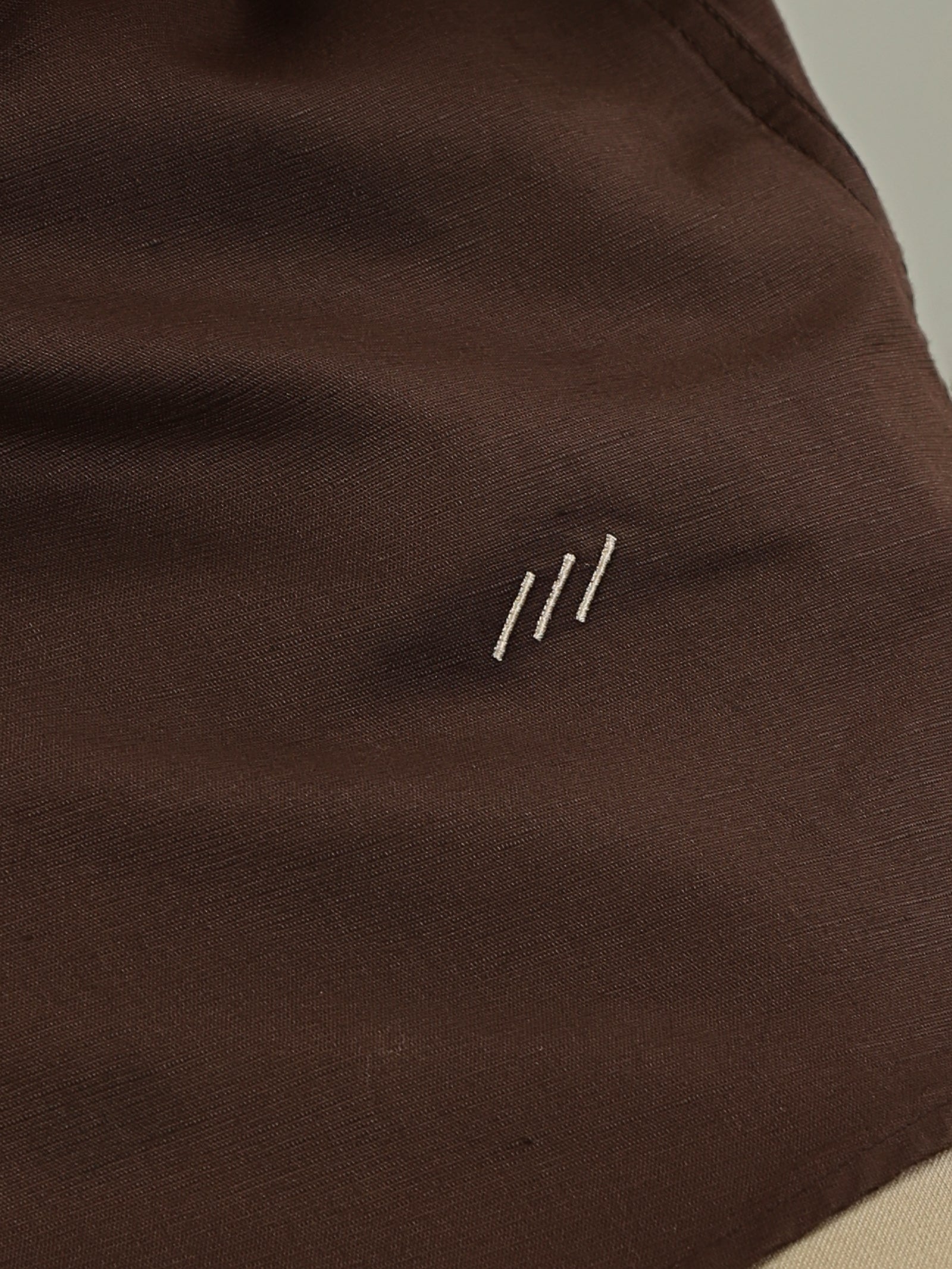 Brown Leaf Linen Blend Embroidery Shirt