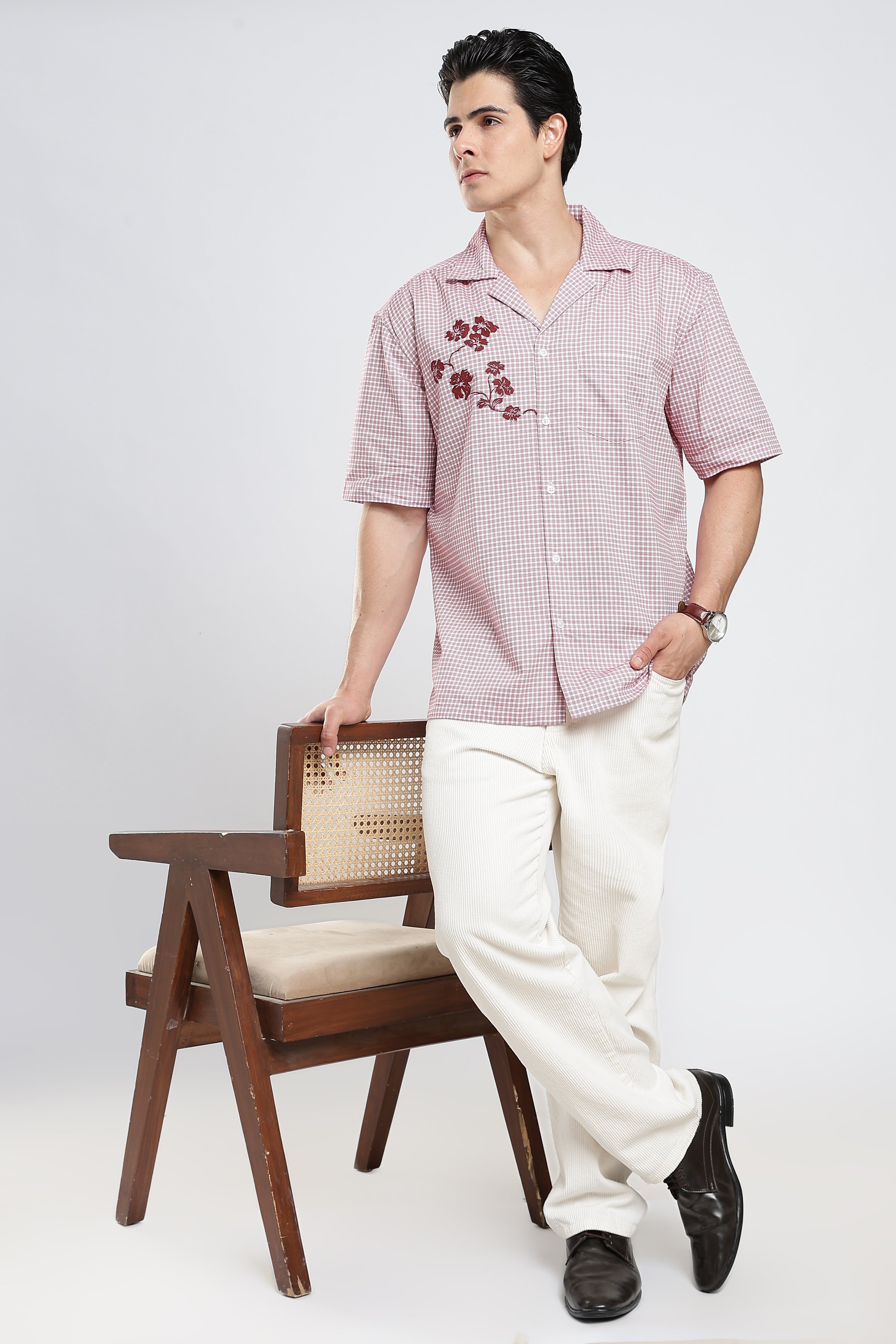 Crimson Relaxed Check Shirt