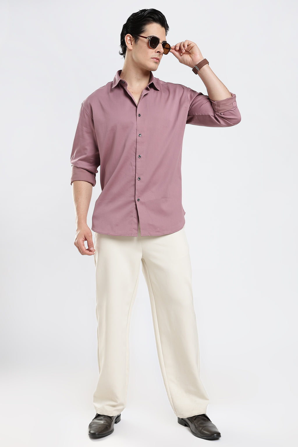 Dusty Rose Cotton Satin Shirt