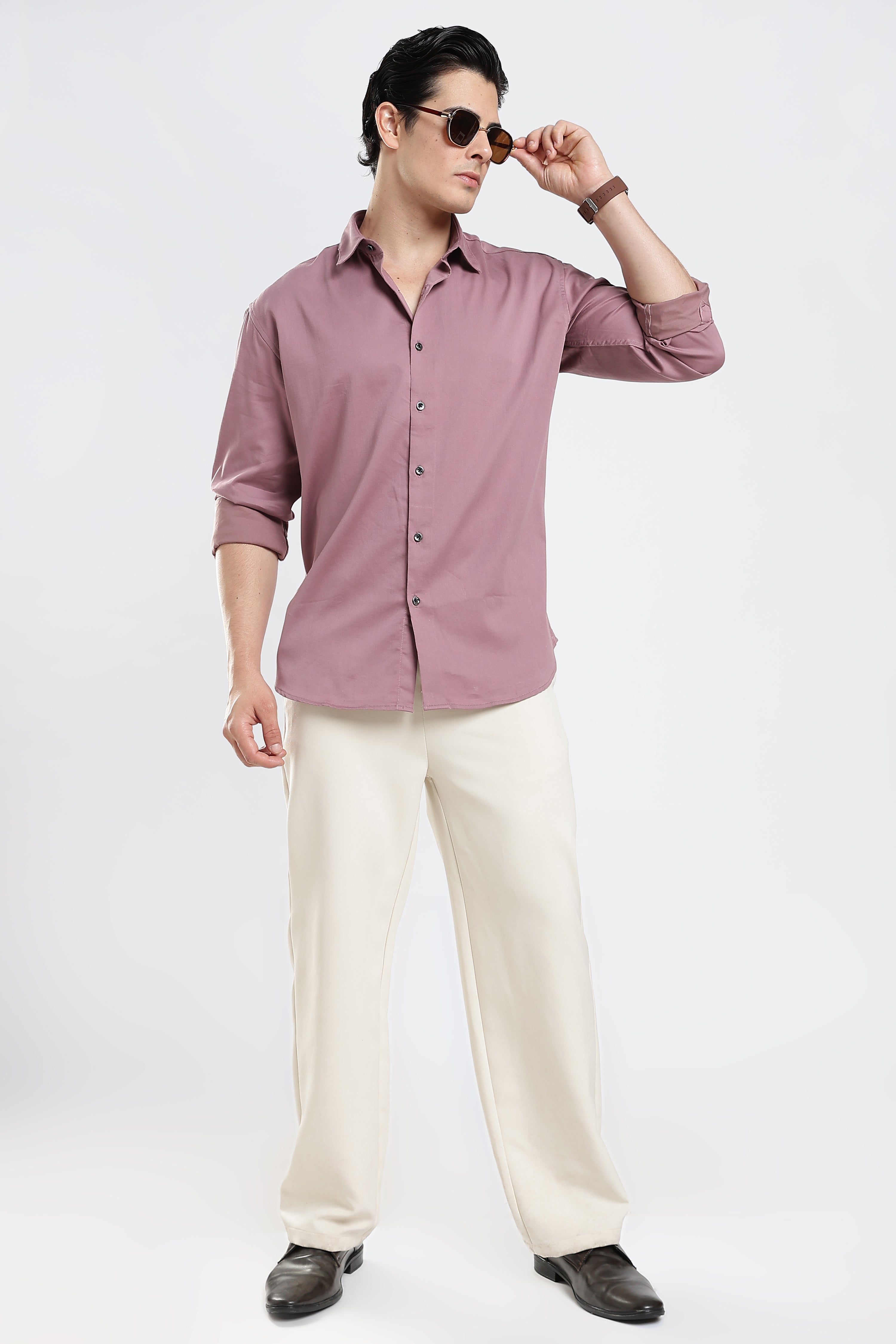 Dusty Rose Cotton Satin Shirt