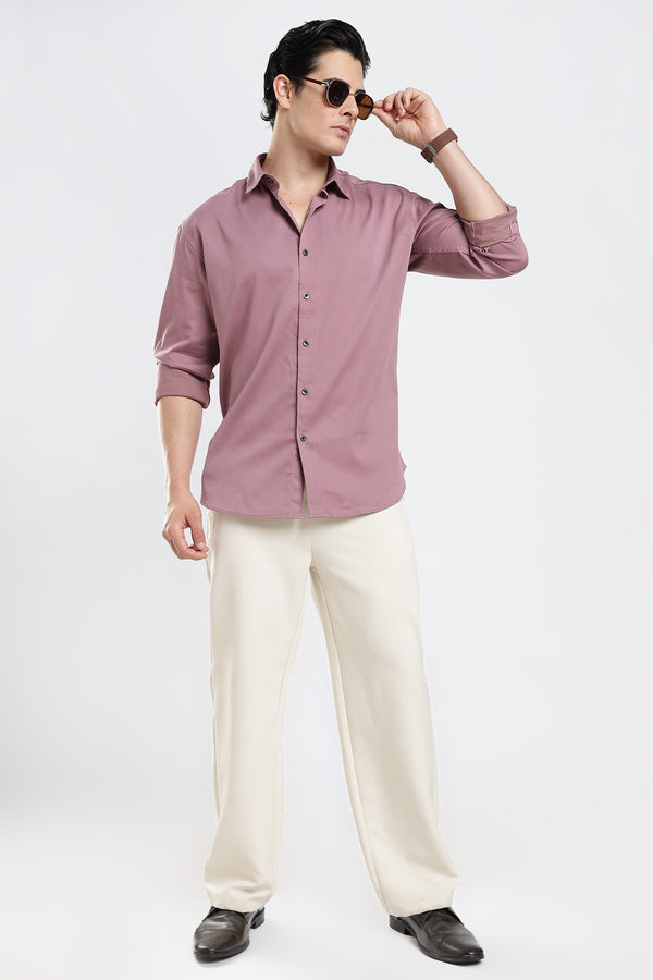 Dusty Rose Cotton Satin Shirt