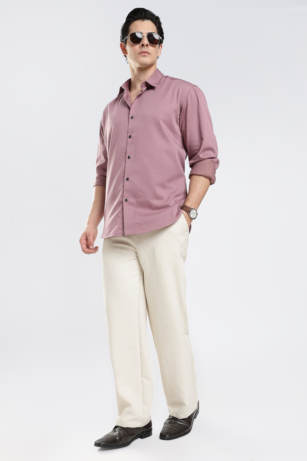 Dusty Rose Cotton Satin Shirt