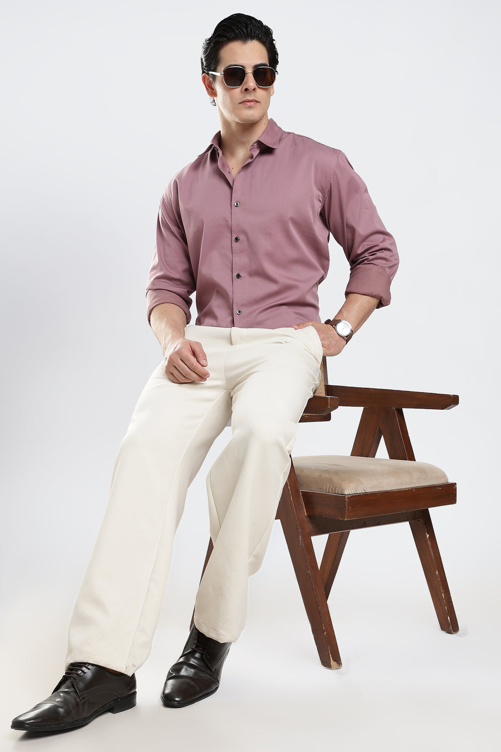 Dusty Rose Cotton Satin Shirt