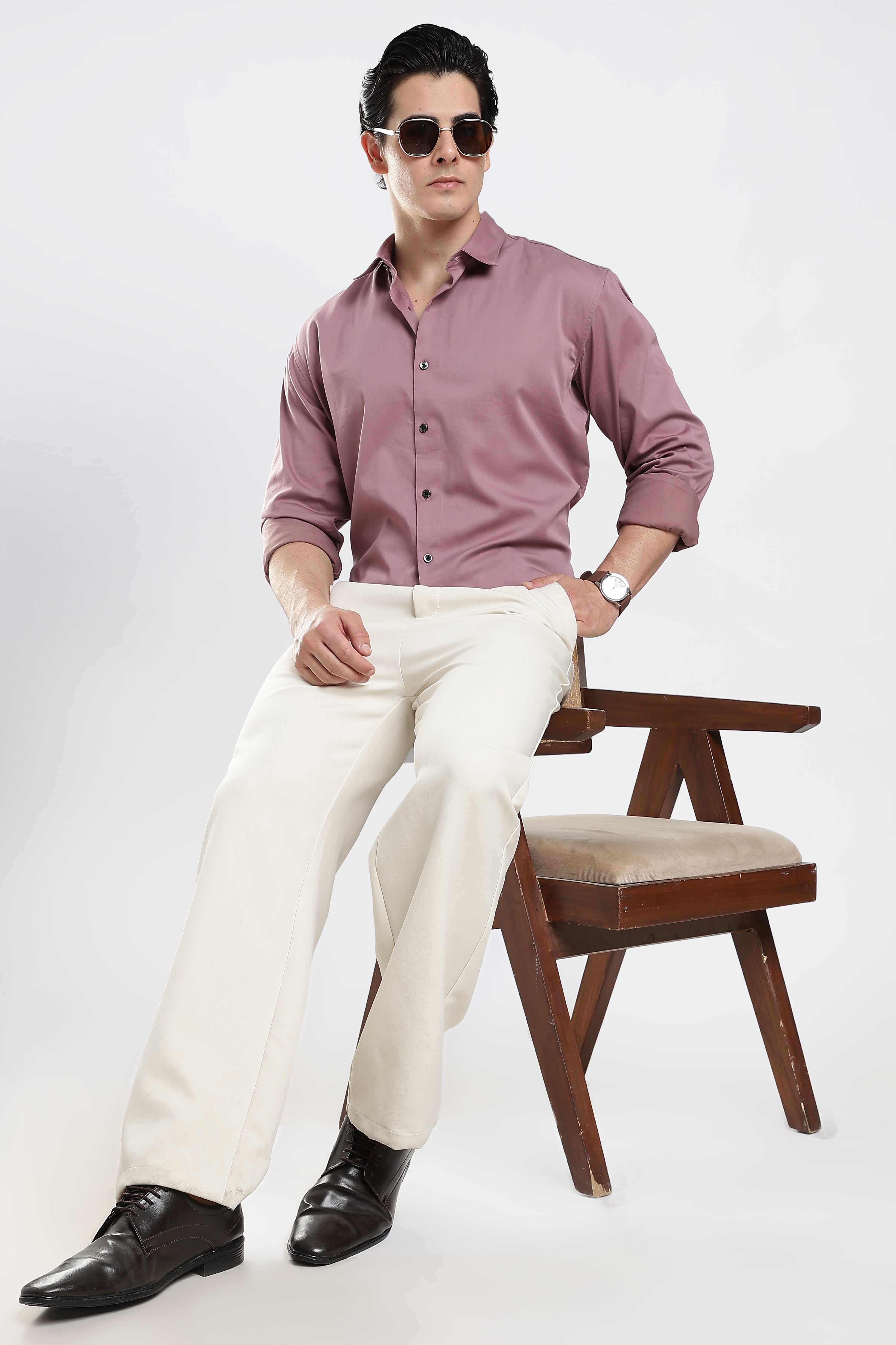Dusty Rose Cotton Satin Shirt