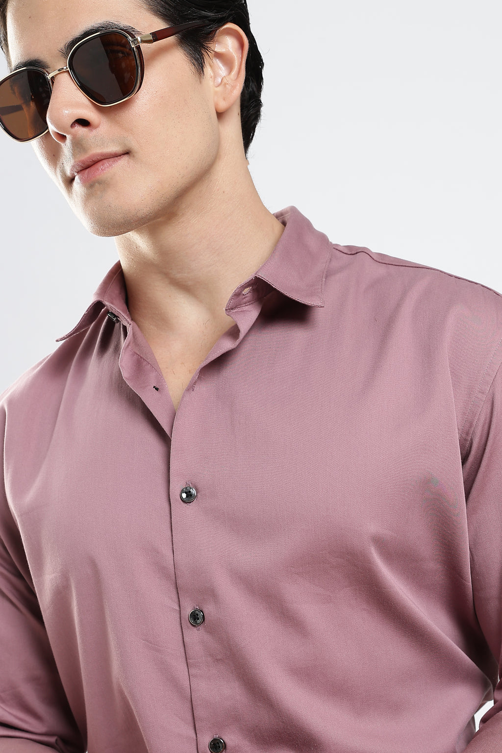 Dusty Rose Cotton Satin Shirt