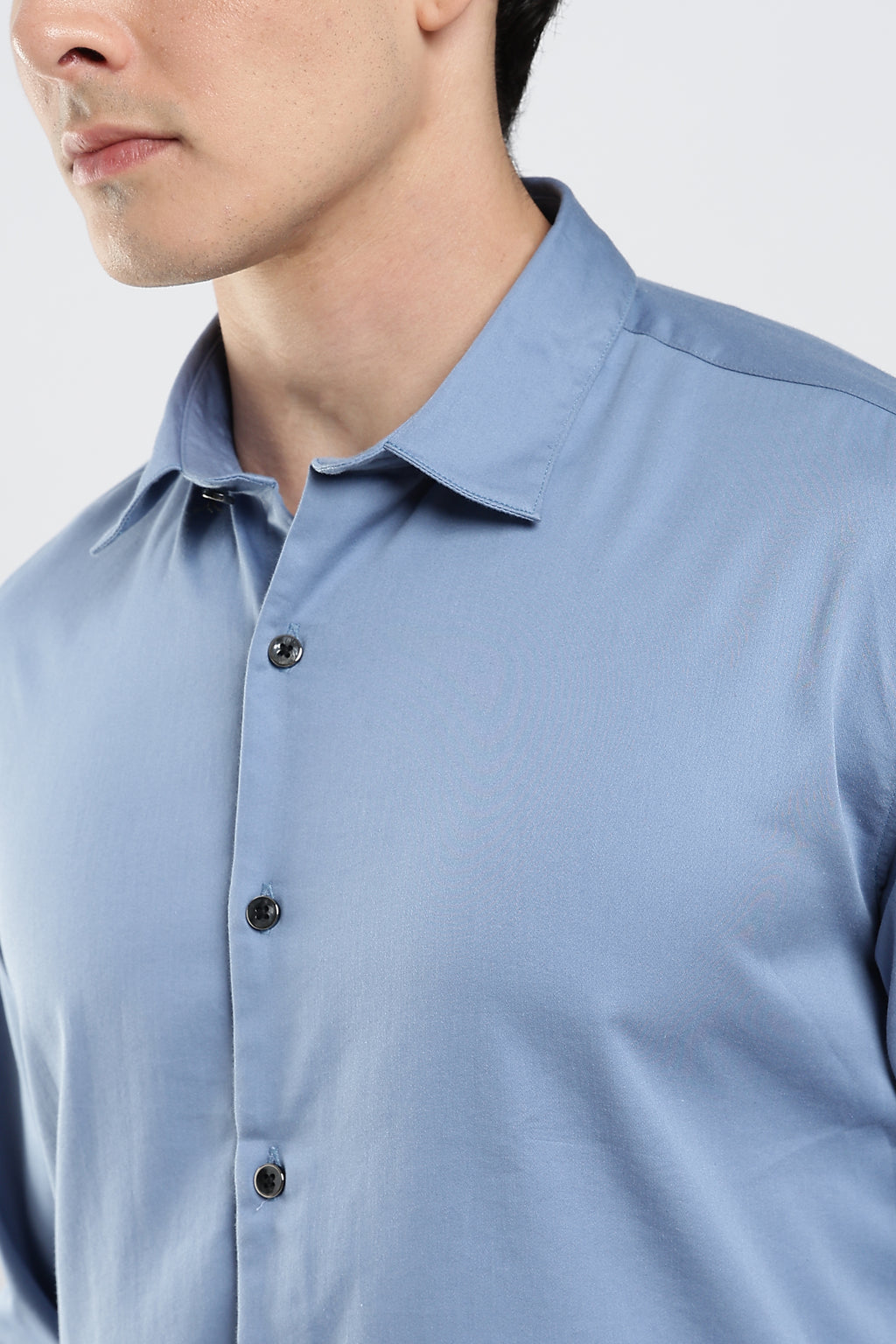 Blue Cotton Satin Shirt