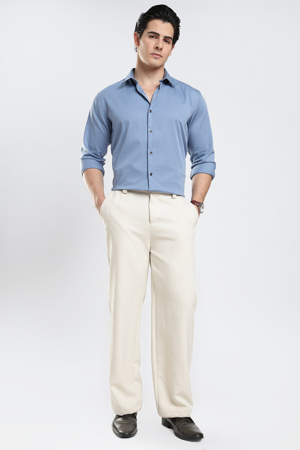 Blue Cotton Satin Shirt
