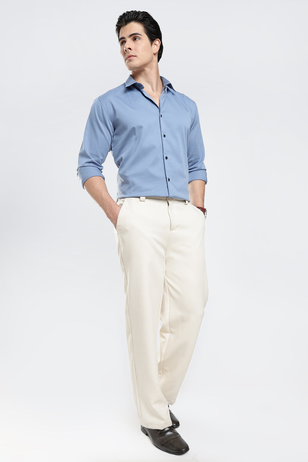Blue Cotton Satin Shirt