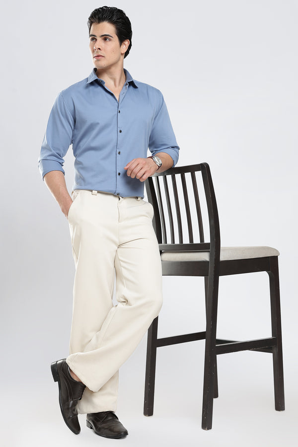 Blue Cotton Satin Shirt