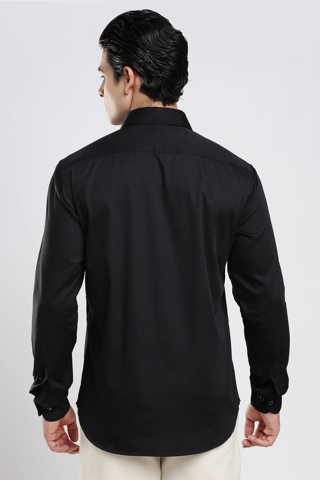 Black Cotton Satin Shirt