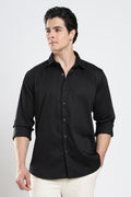 Black Cotton Satin Shirt