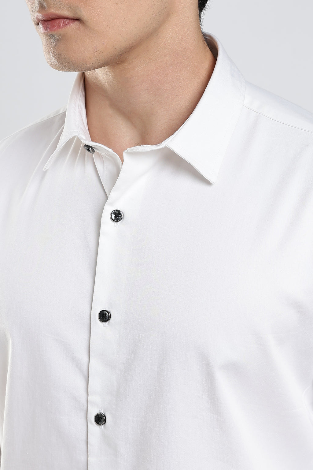 White Cotton Satin Shirt