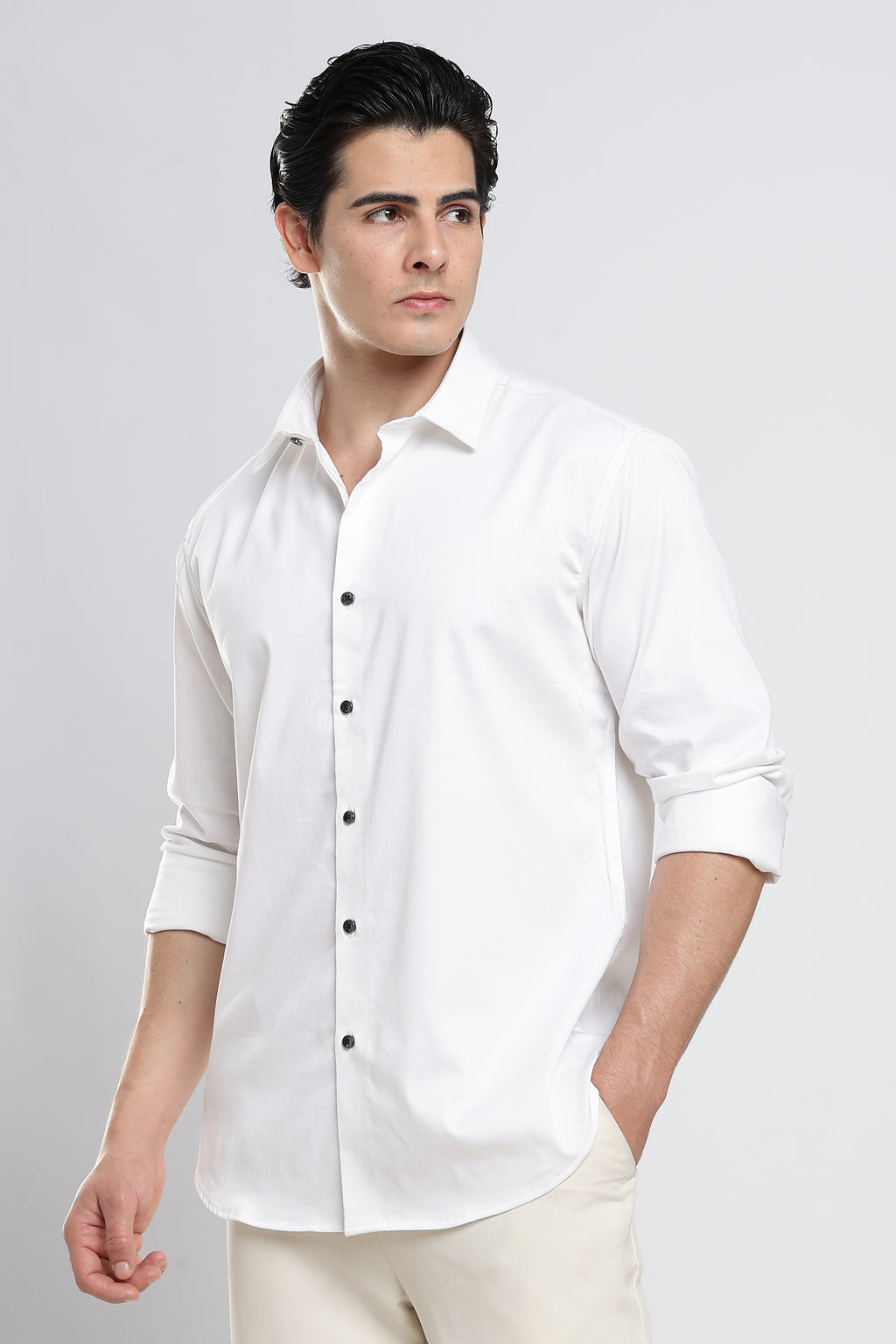 White Cotton Satin Shirt