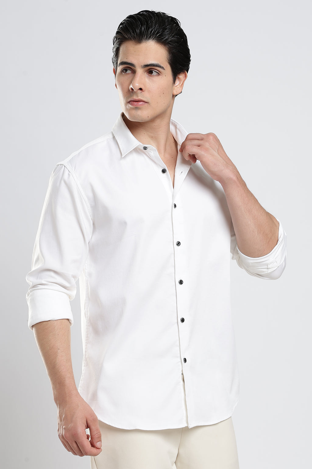 White Cotton Satin Shirt