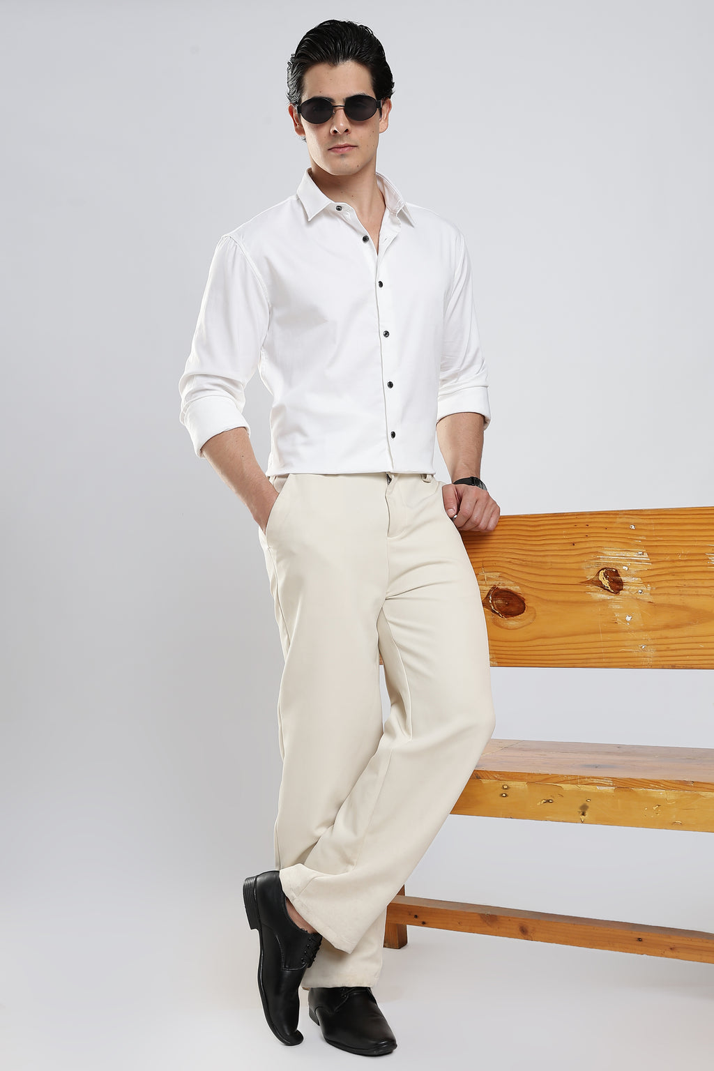 White Cotton Satin Shirt