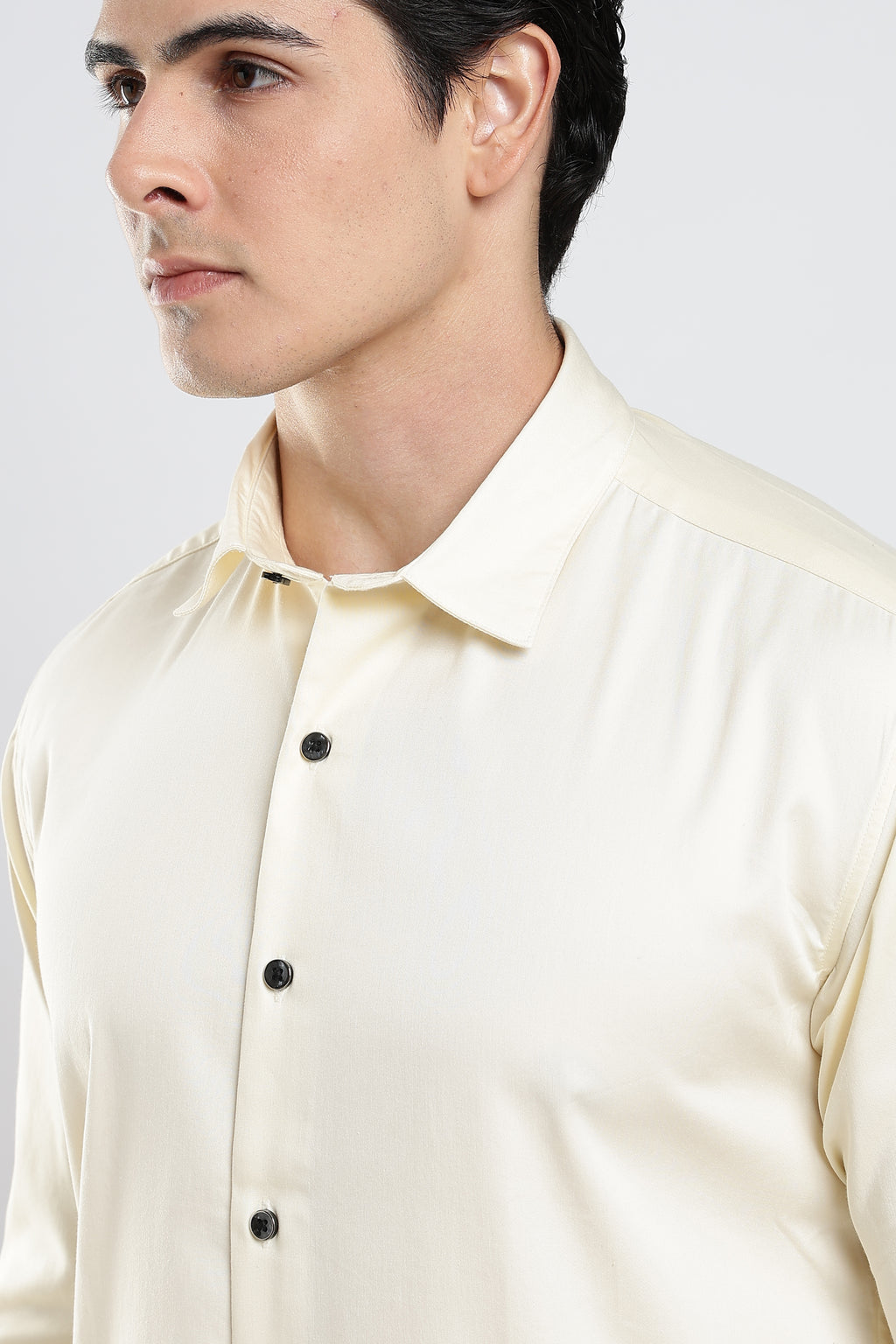 Ivory Cream Cotton Satin Shirt
