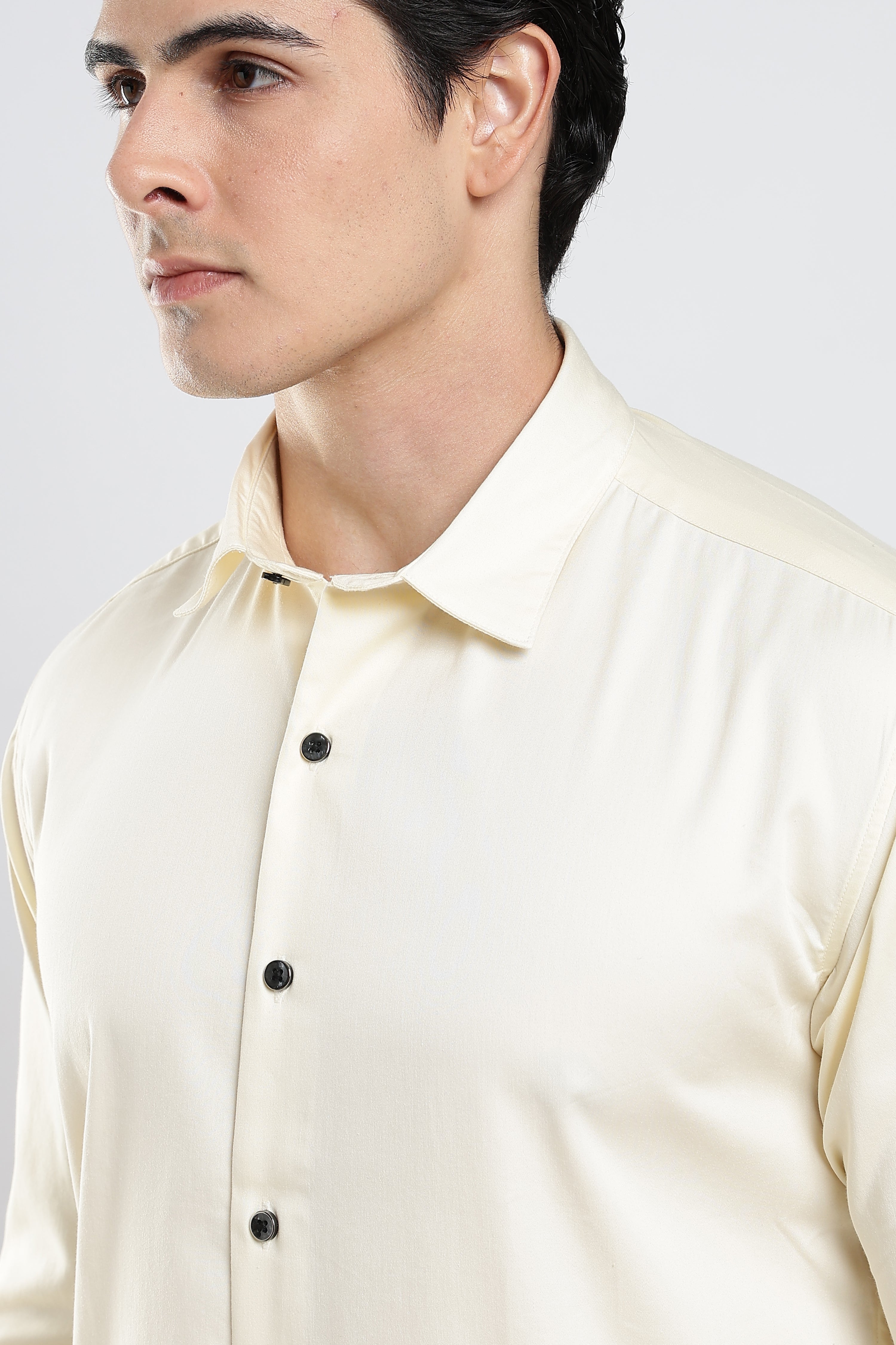 Ivory Cream Cotton Satin Shirt