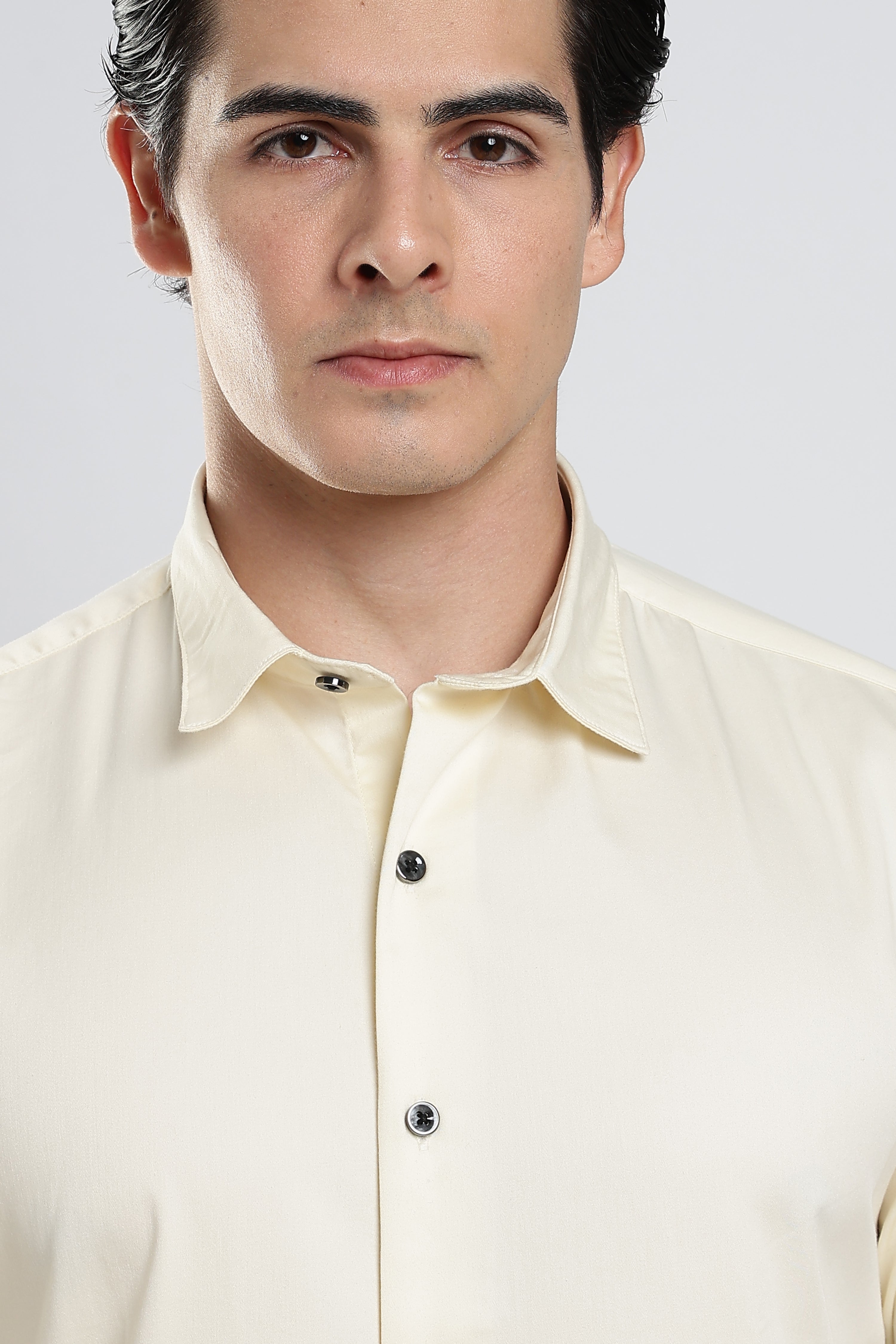 Ivory Cream Cotton Satin Shirt