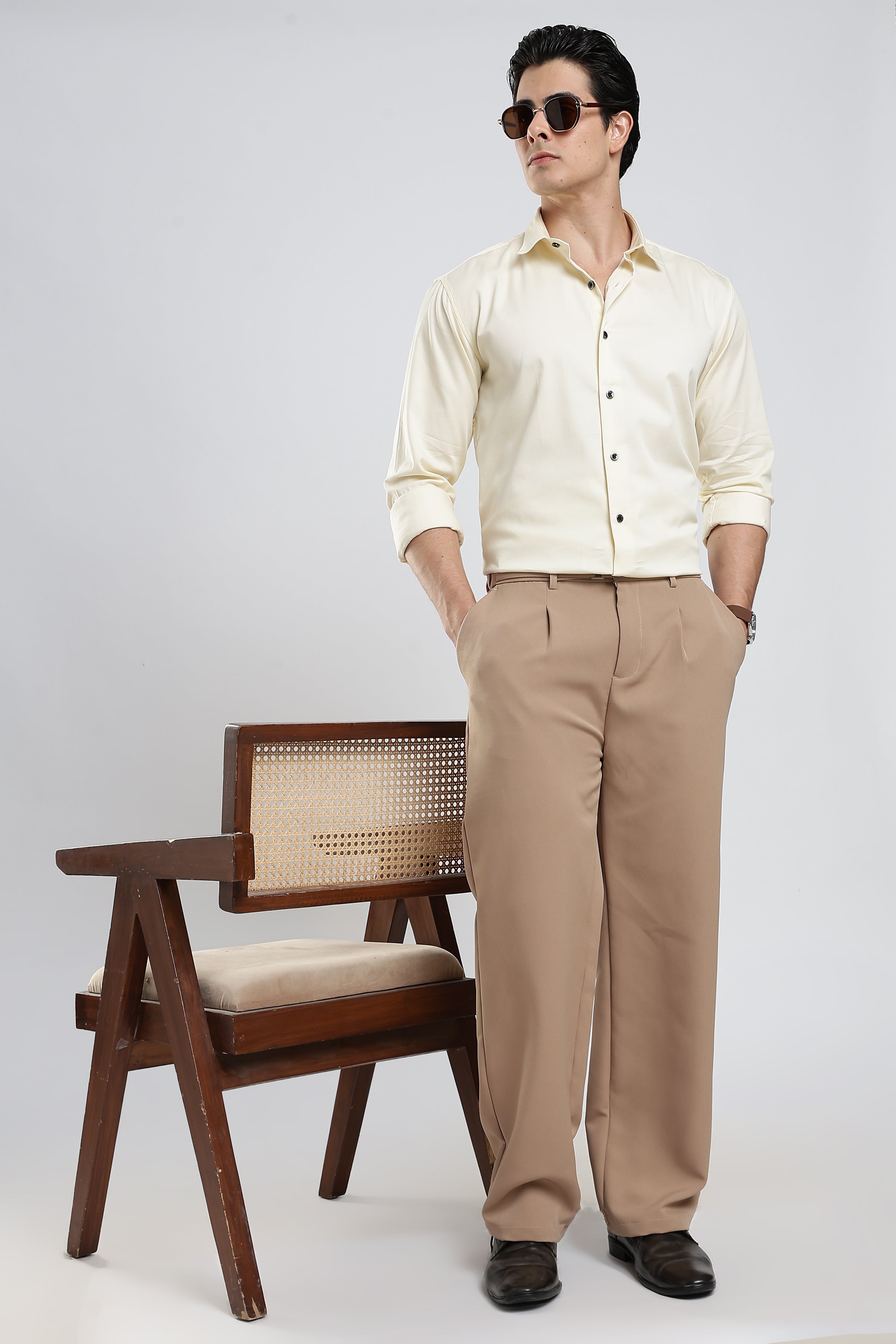Ivory Cream Cotton Satin Shirt