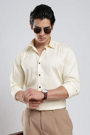 Ivory Cream Cotton Satin Shirt
