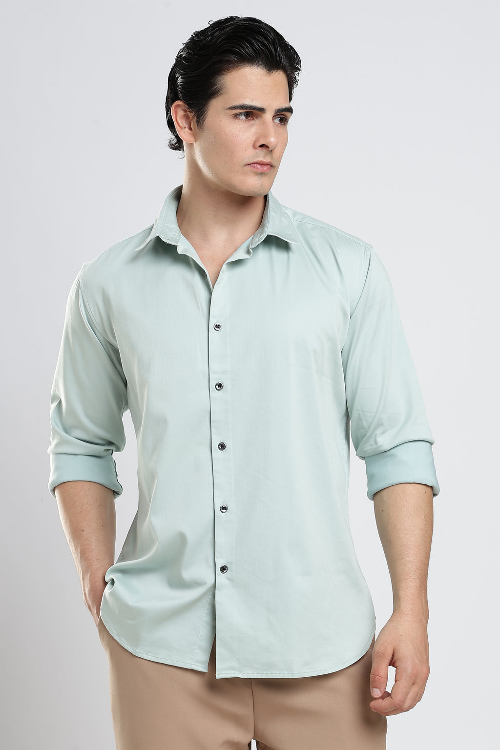 Sage Mint Cotton Satin Shirt