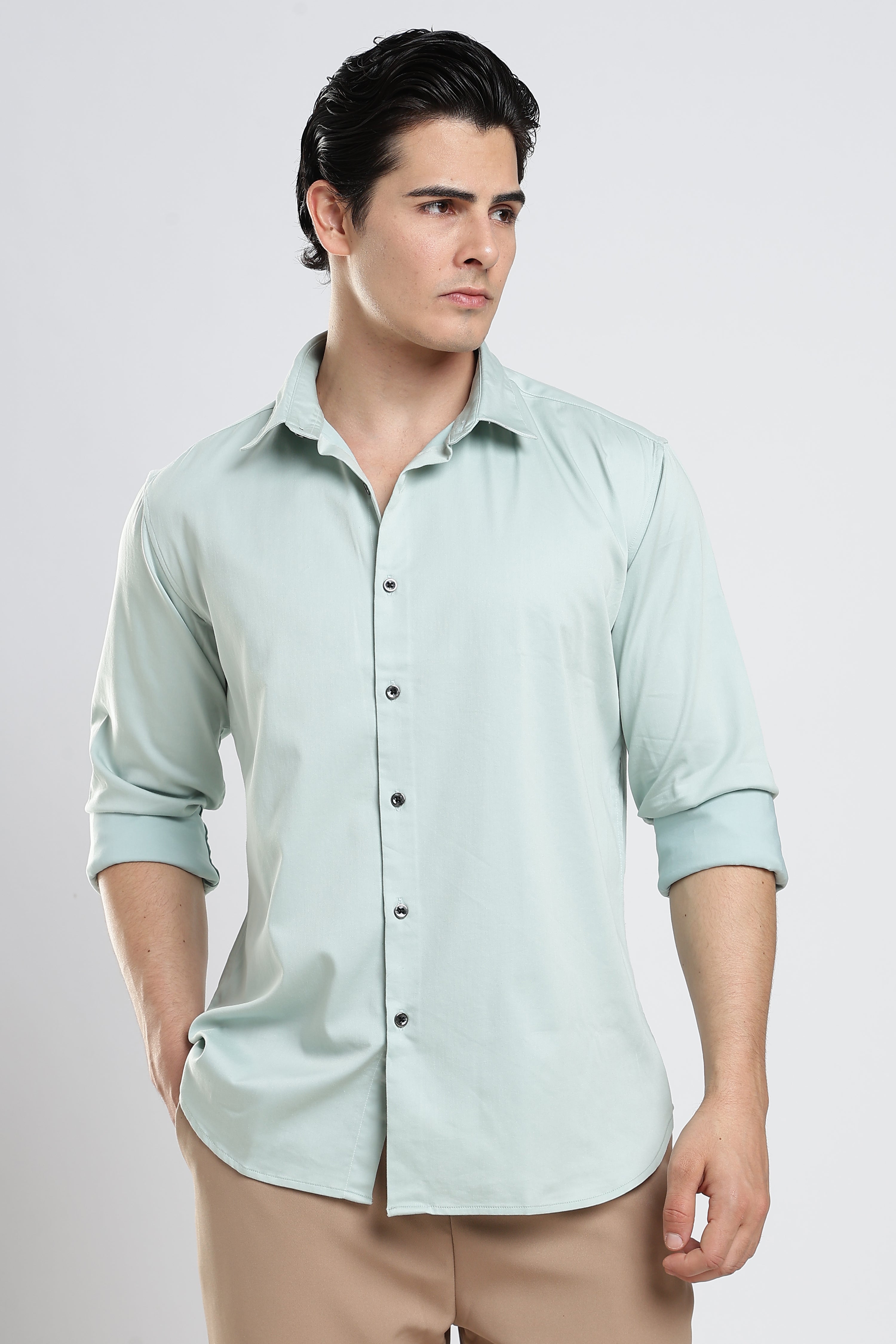 Sage Mint Cotton Satin Shirt
