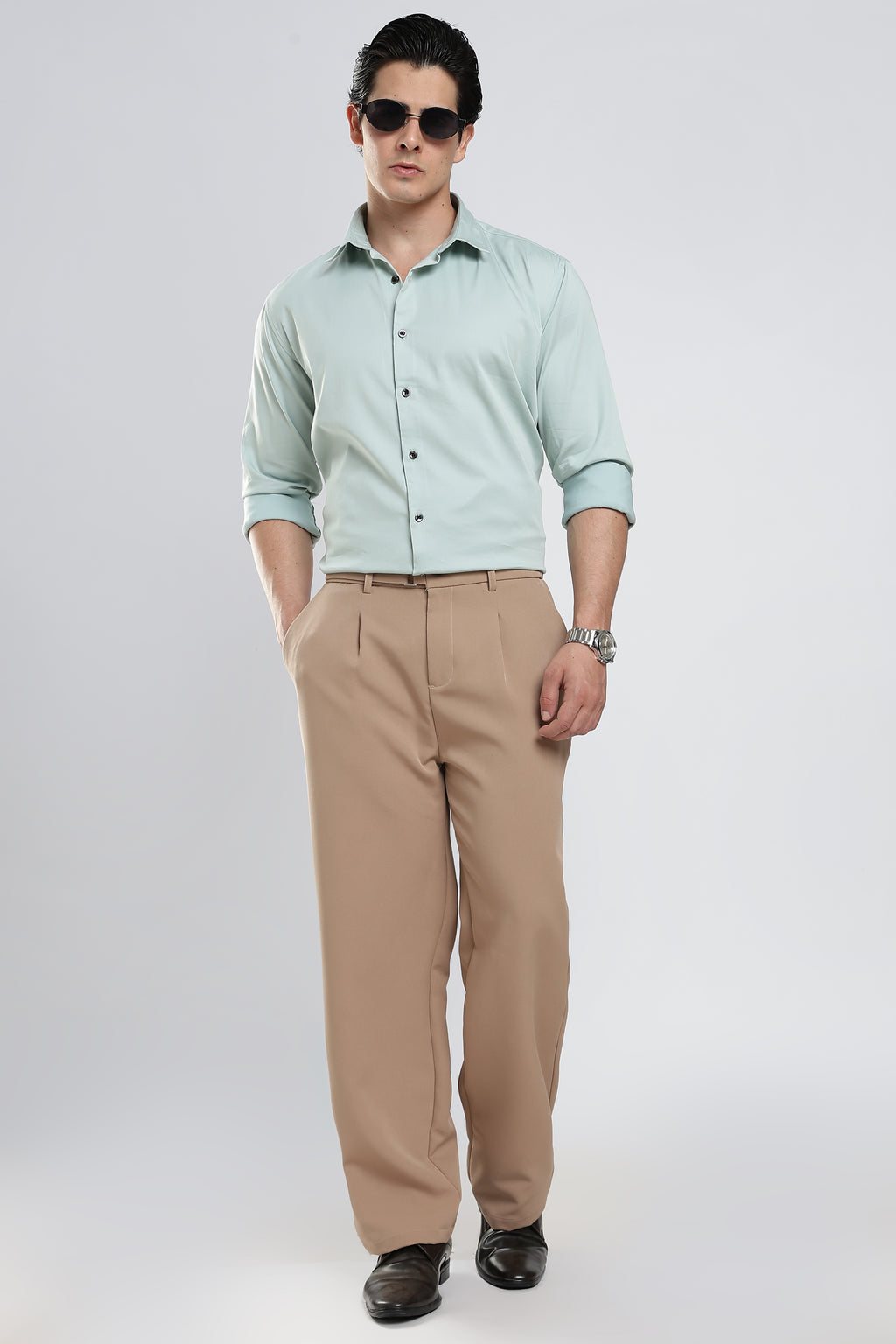 Sage Mint Cotton Satin Shirt