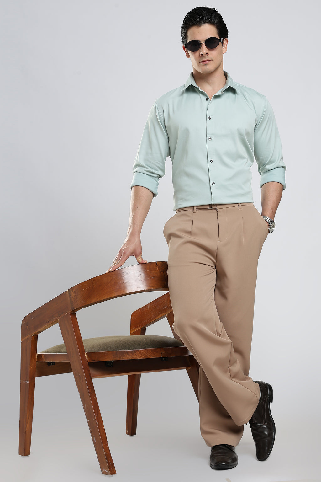 Sage Mint Cotton Satin Shirt