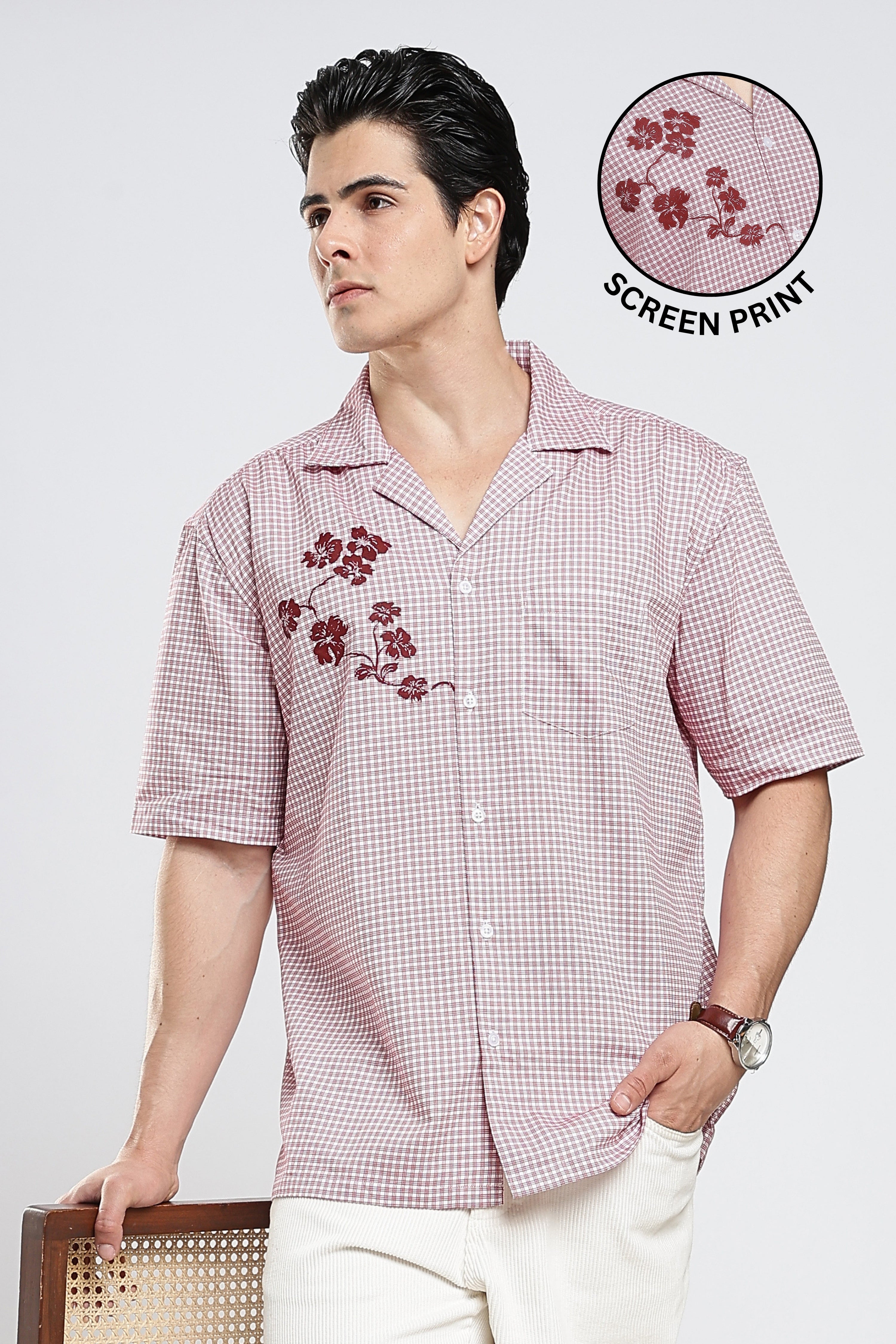 Crimson Relaxed Check Shirt