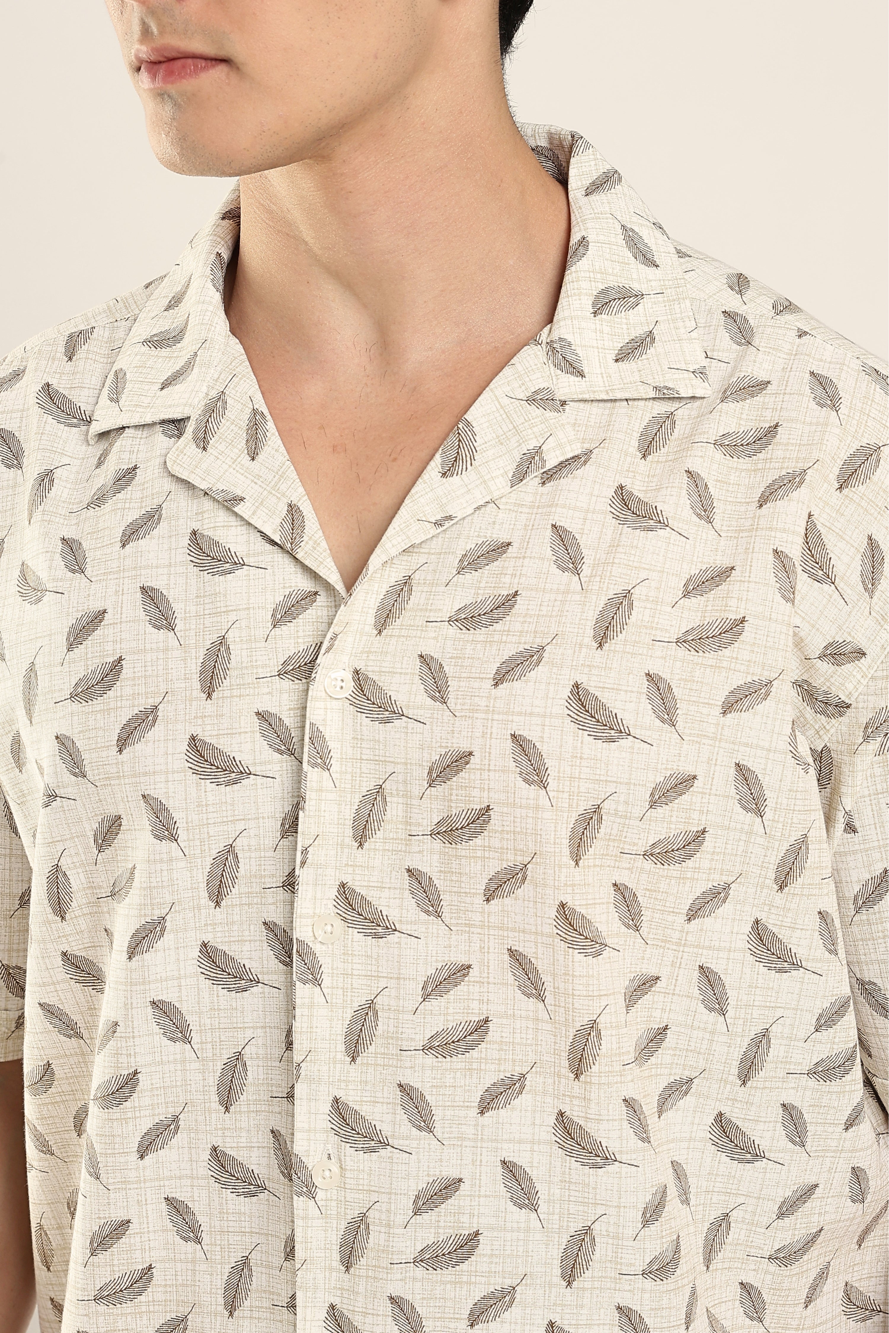 Sahara Leaf Relaxed Boxy Printed Shirt