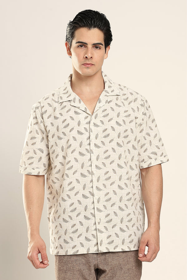 Sahara Leaf Relaxed Boxy Printed Shirt