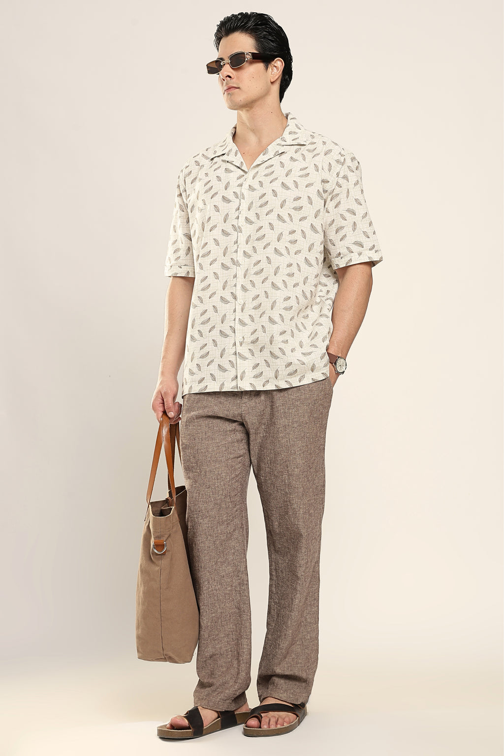 Sahara Leaf Relaxed Boxy Printed Shirt