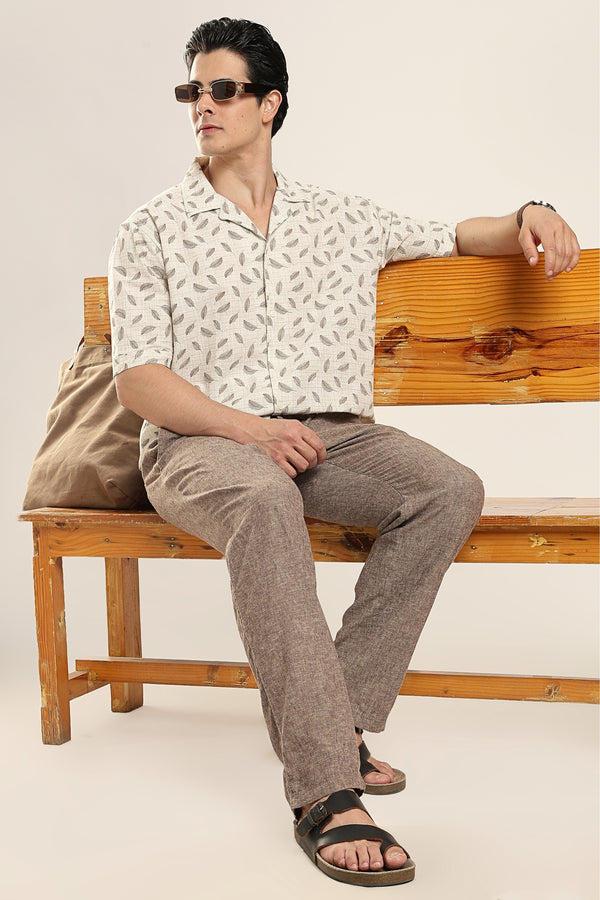 Sahara Leaf Relaxed Boxy Printed Shirt