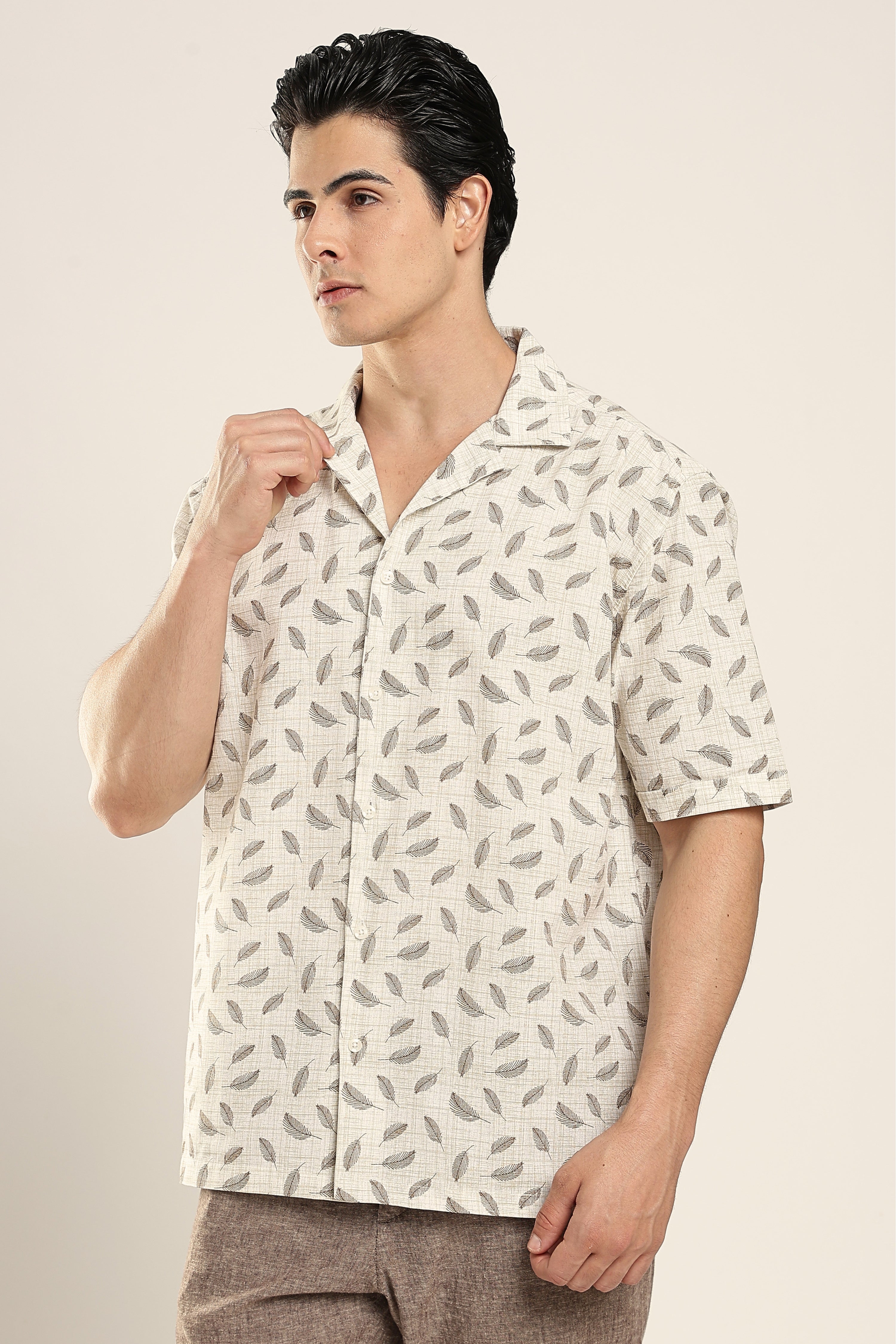 Sahara Leaf Relaxed Boxy Printed Shirt